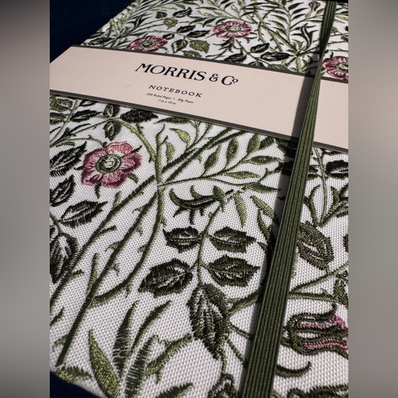 Morris & Co Embroidered Floral Notebook Journal Stitched Needlepoint Pink Green - Picture 3 of 7